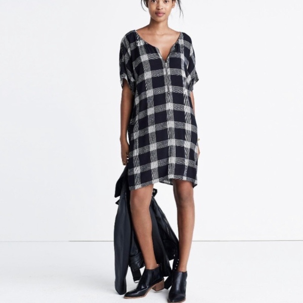 Madewell Zip Front Dress in Buffalo Sketch